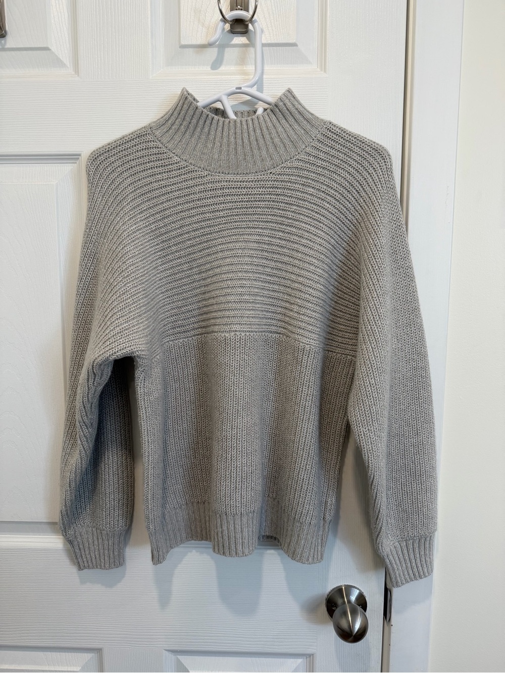 Simons twik Cream Ribbed Mock Neck Sweater